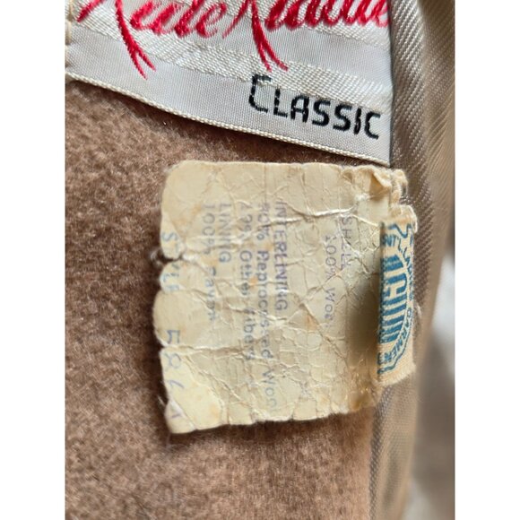 Vintage Kate Kiddie Classic Tan Wool Coat With Faux Fur Collar & Buttons - Picture 6 of 8